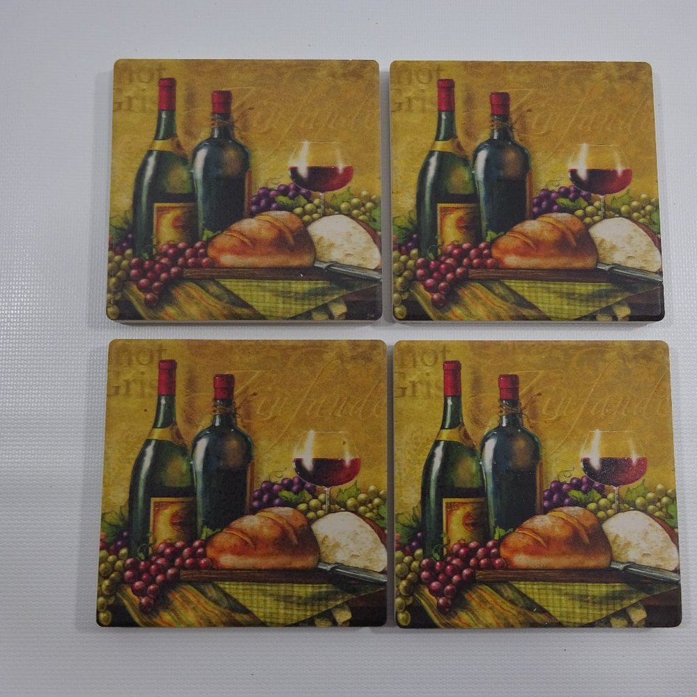 Zinfandel Square 3.5"X3.5" Naturally Absorbent Stone Coasters Set of 4
